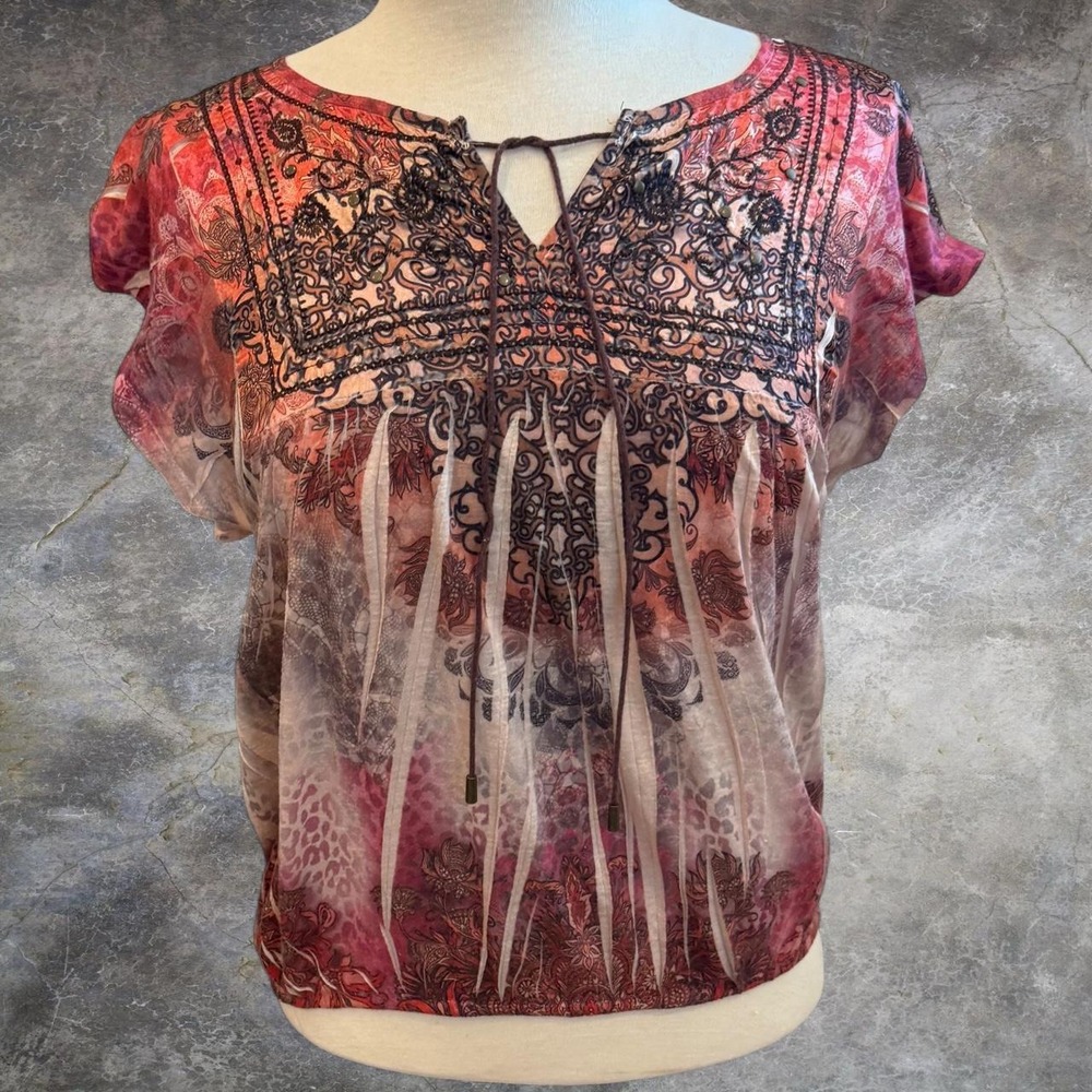 Vintage Apt 9 Whimsygoth Back Lace Top Women's Size Small Renaissance Fairy Y2K